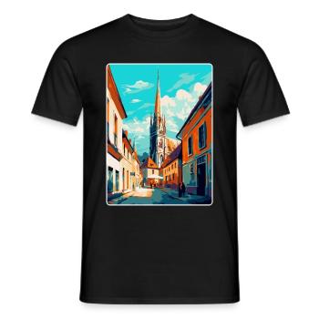 Osijek Kroatien Vintage Reiseplakat Souvenir WPA - Männer T-Shirt - Schwarz - Vorne - AI Model Male 178 light (178cm)