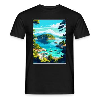 Mljet Nationalpark Kroatien Vintage Reiseplakat - Männer T-Shirt - Schwarz - Vorne - AI Model Male 178 light (178cm)