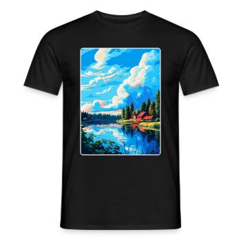 Falun Suède Affiche de voyage vintage WPA Souvenir - T-shirt homme - noir - Devant - AI Model Male 178 light (178cm)