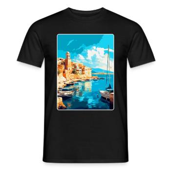 Heraklion Griechenland Vintage Reiseplakat Souvenir - Männer T-Shirt - Schwarz - Vorne - AI Model Male 178 light (178cm)