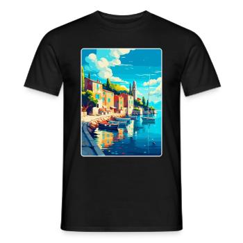 Cres Kroatien Vintage Reiseplakat WPA Souvenir - Männer T-Shirt - Schwarz - Vorne - AI Model Male 178 light (178cm)
