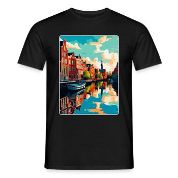Leeuwarden Niederlande Vintage Reiseplakat WPA - Männer T-Shirt - Schwarz - Vorne - AI Model Male 178 light (178cm)