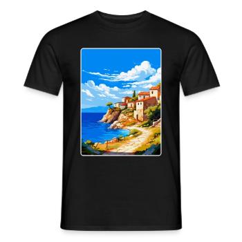 Mani Halbinsel Griechenland Vintage Reiseposter WPA - Männer T-Shirt - Schwarz - Vorne - AI Model Male 178 light (178cm)