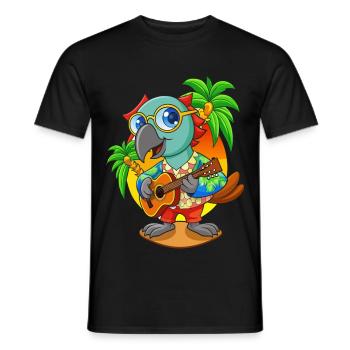 Drôle de perroquet d’été plage lunettes de soleil hawaïenne - T-shirt homme - noir - Devant - AI Model Male 178 light (178cm)