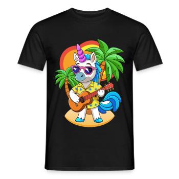 Lustige Einhorn Cartoon Sommer Strand Sonnenbrille - Männer T-Shirt - Schwarz - Vorne - AI Model Male 178 light (178cm)