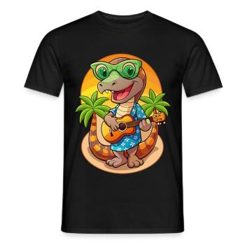 Drôle Serpent Dessin Animé Plage D’été Lunettes De Soleil Guitare - T-shirt homme - noir - Devant - AI Model Male 178 light (178cm)