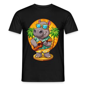 Lustige Nilpferd Cartoon Sommer Strand Sonnenbrille Gitarre - Männer T-Shirt - Schwarz - Vorne - AI Model Male 178 light (178cm)
