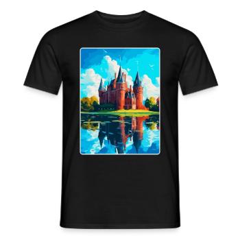 De Haar Castle Netherlands Vintage Travel Poster - Men's T-Shirt - black - Front - AI Model Male 178 light (178cm)