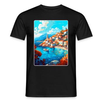 Hydra Greece Vintage Travel Poster WPA Souvenir - Men's T-Shirt - black - Front - AI Model Male 178 light (178cm)