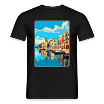 Rethymno Griechenland Vintage Reiseplakat Souvenir WPA - Männer T-Shirt - Schwarz - Vorne - AI Model Male 178 light (178cm)