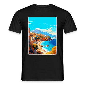Crète Grèce Affiche de voyage vintage WPA Souvenir - T-shirt homme - noir - Devant - AI Model Male 178 light (178cm)