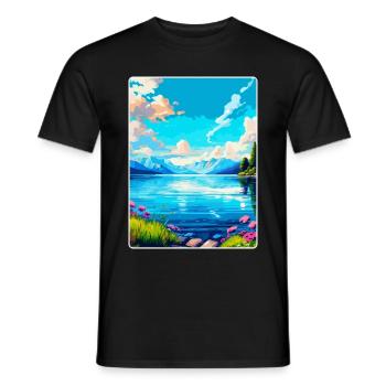 Lac Léman Suisse France Affiche de voyage WPA - T-shirt homme - noir - Devant - AI Model Male 178 light (178cm)