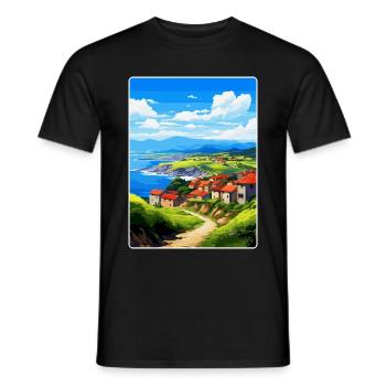 Baskenland Spanien Vintage Reise Poster WPA Kunst - Männer T-Shirt - Schwarz - Vorne - AI Model Male 178 light (178cm)