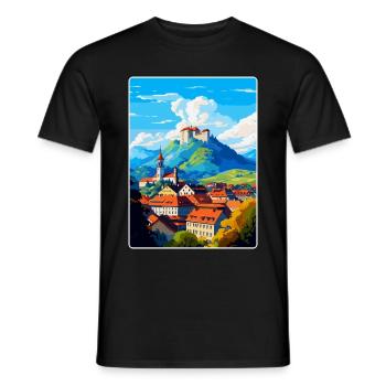Ljubljana Slovénie Affiche de voyage vintage souvenir - T-shirt homme - noir - Devant - AI Model Male 178 light (178cm)