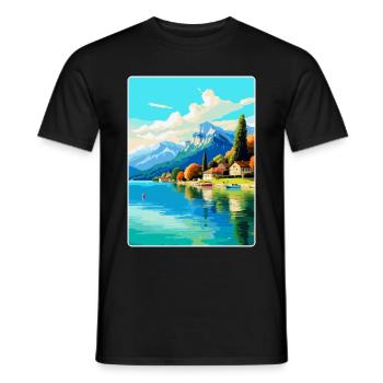 See Annecy Frankreich Vintage Reiseplakat Souvenir - Männer T-Shirt - Schwarz - Vorne - AI Model Male 178 light (178cm)