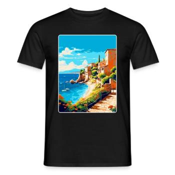 Costa Brava Spanien Vintage Reiseplakat Souvenir - Männer T-Shirt - Schwarz - Vorne - AI Model Male 178 light (178cm)
