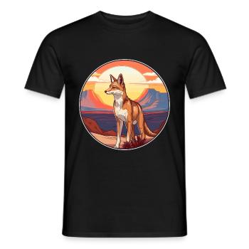 Kojote Buntes Aquarell Cartoon Kawaii Tier - Männer T-Shirt - Schwarz - Vorne - AI Model Male 178 light (178cm)