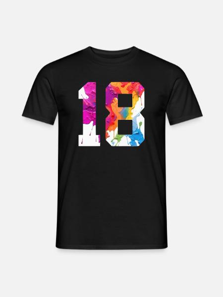 FARBIG NUMMER 18 BUNT 18. GEBURTSTAG - Männer T-Shirt - Schwarz