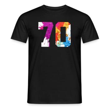 FARBIG NUMMER 70 BUNT 70. GEBURTSTAG - Männer T-Shirt - Schwarz - Vorne - AI Model Male 178 light (178cm)