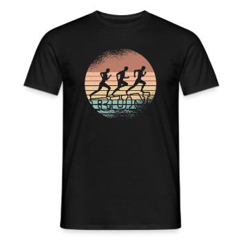 Retro-Sonnenuntergang Läufer-Trio - Männer T-Shirt - Schwarz - Vorne - AI Model Male 178 light (178cm)