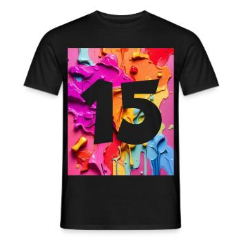 NR. 15 NUMMER 15 BUNT 15. GEBURTSTAG - Männer T-Shirt - Schwarz - Vorne - AI Model Male 178 light (178cm)