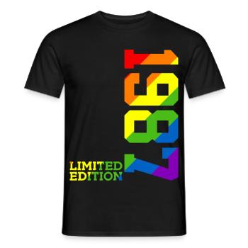FIERTÉ QUEER IREN-CIEL 39E ANNIVERSAIRE DE L’ENVERGURE LGBTQ 1987 - T-shirt homme - noir - Devant - AI Model Male 178 light (178cm)