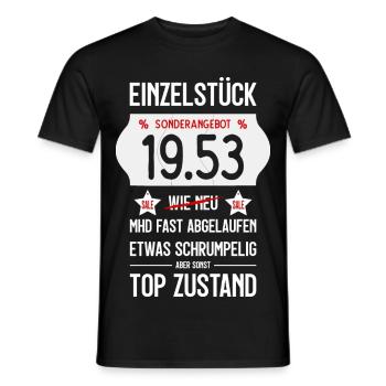 73. GEBURTSTAG 1953 EINZELSTÜCK PREISSCHILD - Männer T-Shirt - Schwarz - Vorne - AI Model Male 178 light (178cm)