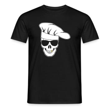 Crâne avec lunettes de soleil, toque de chef - T-shirt homme - noir - Devant - AI Model Male 178 light (178cm)