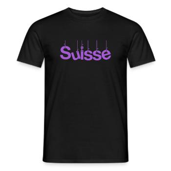 SUISSE. PAYS. GENEVE. SUISSE. HUMOUR - T-shirt homme - noir - Devant - AI Model Male 178 light (178cm)