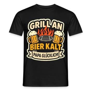 Grill Papa Bier Kalt Warm - Männer T-Shirt - Schwarz - Vorne - AI Model Male 178 light (178cm)
