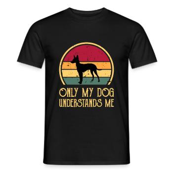 Cirneco Dell Etna Hund Liebe Silhouette Retro Sonnenuntergang - Männer T-Shirt - Schwarz - Vorne - AI Model Male 178 light (178cm)