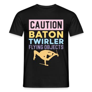 Vorsicht Baton Twirler Fliegende Objekte Baton Twi - Männer T-Shirt - Schwarz - Vorne - AI Model Male 178 light (178cm)
