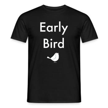 Early Bird - Frühaufsteher mit Vogel - Männer T-Shirt - Schwarz - Vorne - AI Model Male 178 light (178cm)