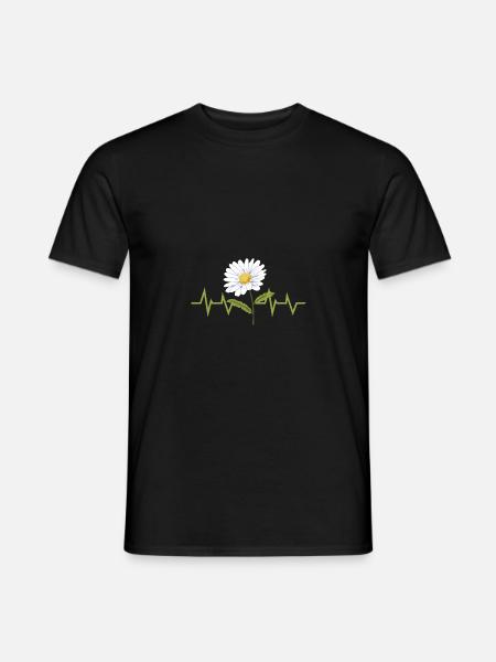 Gänseblümchen Herzschlag - Männer T-Shirt - Schwarz