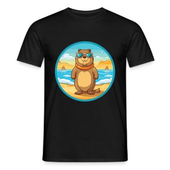 Gopher Aquarell Cartoon Kawaii Clipart Tier - Männer T-Shirt - Schwarz - Vorne - AI Model Male 178 light (178cm)