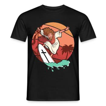 Surfen Jesus Christus Surfer Surfbrett Christ - Männer T-Shirt - Schwarz - Vorne - AI Model Male 178 light (178cm)