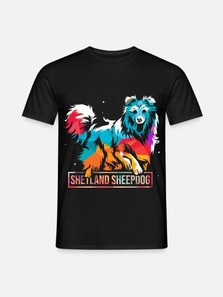 Wachsamer Sheltie Hütehundprofi - Männer T-Shirt - Schwarz
