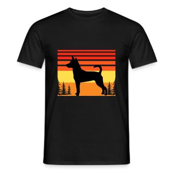 Decker Rat Terrier Hund Silhouette Retro Sonnenuntergang - Männer T-Shirt - Schwarz - Vorne - AI Model Male 178 light (178cm)