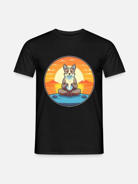 Hund Cartoon Yoga Strand Sommer Illustration - Männer T-Shirt - Schwarz