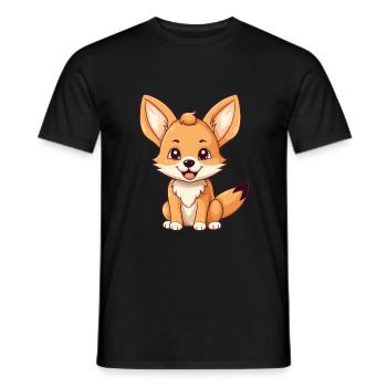 Kojote süßes glückliches Kawaii Cartoon Clipart Tier - Männer T-Shirt - Schwarz - Vorne - AI Model Male 178 light (178cm)