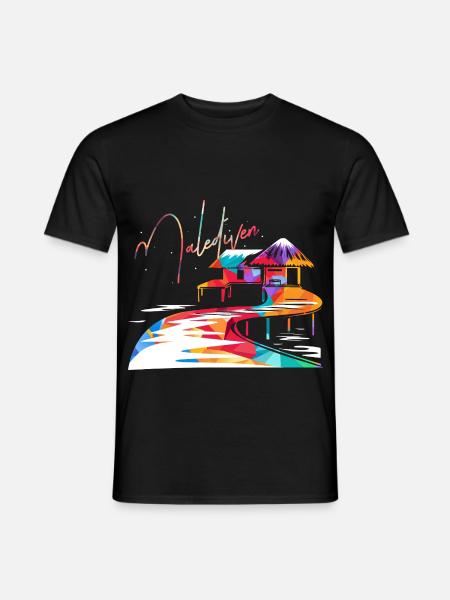 Leuchtende Malediven Korallenriff - Männer T-Shirt - Schwarz