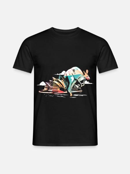 Springendes Känguru Australien - Männer T-Shirt - Schwarz