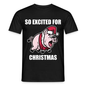 Fröhliches Weihnachtsschwein Festtag - Männer T-Shirt - Schwarz - Vorne - AI Model Male 178 light (178cm)
