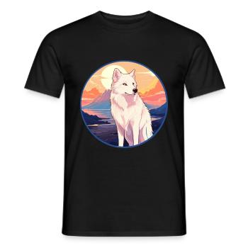 Arktischer Wolf Bunte Aquarell-Karikatur Kawaii Haustier - Männer T-Shirt - Schwarz - Vorne - AI Model Male 178 light (178cm)