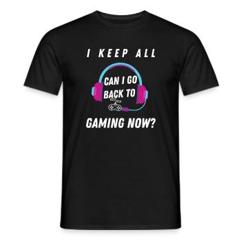 Kann ich zum Gaming-Abschlussgeschenk zurückkehren? - Männer T-Shirt - Schwarz - Vorne - AI Model Male 178 light (178cm)