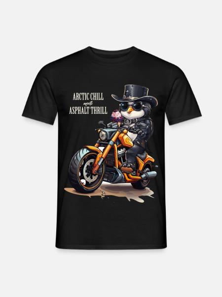 Pinguin Motorrad Eiswaffel - Männer T-Shirt - Schwarz