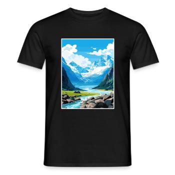 Franz Josef Gletscher Neuseeland Reiseposter - Männer T-Shirt - Schwarz - Vorne - AI Model Male 178 light (178cm)