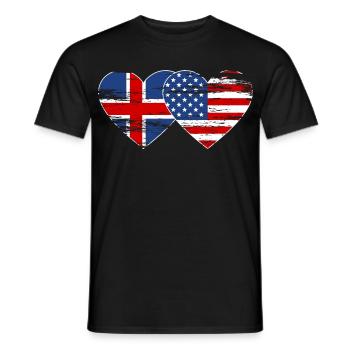 Island USA Flagge Herz used - Männer T-Shirt - Schwarz - Vorne - AI Model Male 178 light (178cm)