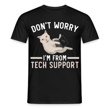 Keine Sorge, ich bin vom technischen Support - Männer T-Shirt - Schwarz - Vorne - AI Model Male 178 light (178cm)