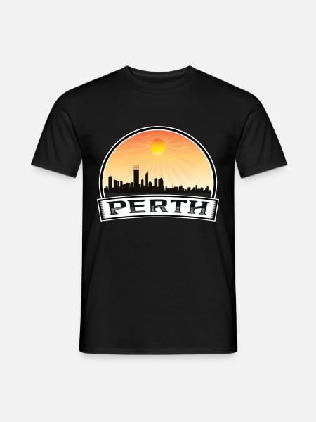 Perth Australien Skyline Vintage Sonnenuntergang Reisen Souv - Männer T-Shirt - Schwarz